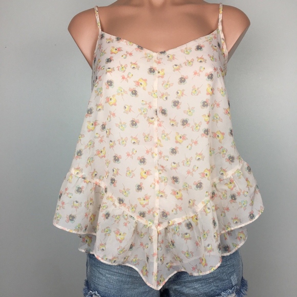 LC Lauren Conrad Tops - 🛍 Lauren Conrad Floral Tank, Pink Print, Size XS